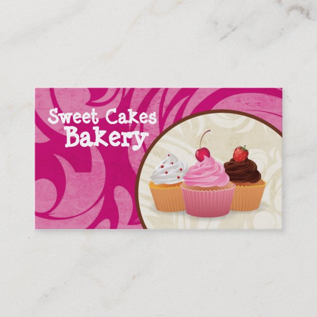 Kopp Cakes Bakery Sweet Treats Affärskort Visitkort (Framsida)