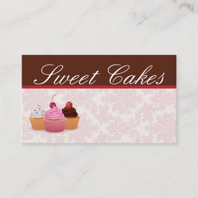 Kopp Cakes Bakery Sweet Treats Affärskort Visitkort (Framsida)
