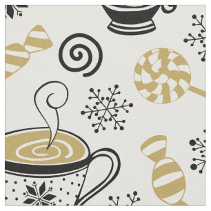 Kopp Candy Snowflake, Modern Black White Guld Tyg