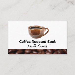 Kopp färskbryggt kaffe Bönor Visitkort