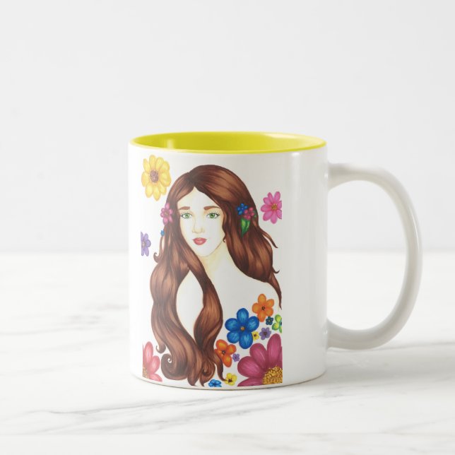 Kopp för blomsterflicka 3,3 dl (Vit/Gul) (Höger)