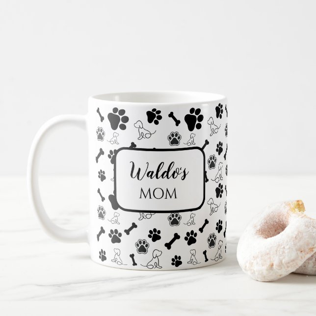 Kopp för hundmamma eller pappa - Svart och vit pre (Med munk)