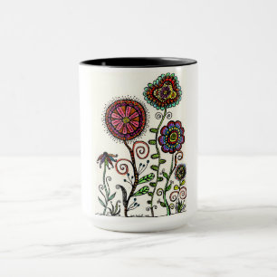 Kopp för kaffe för konstverk för färgadblommaT