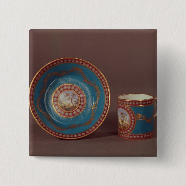 Kopp för kaffe för Sevres bleuceleste och saucer, Knapp (Framsida)