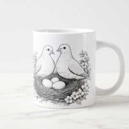 Kopp för kärleksfåglar med ägg och blyertsteckning jumbo mugg