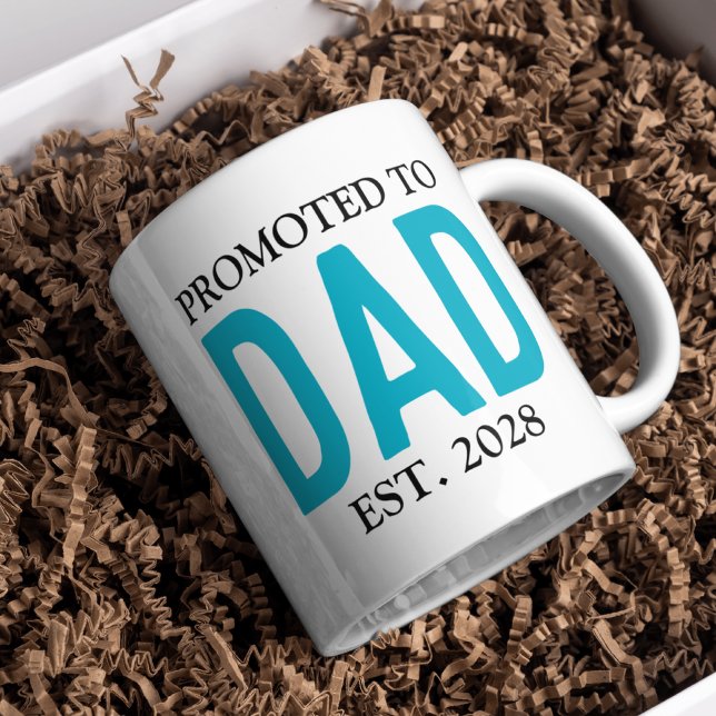 Kopp för pappa, personlig födelsedagspresent till  (promoted to dad mug, new dad mug, first fathers day gift, baby shower mug for dad, dad to be gift,)