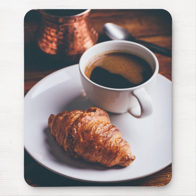 Kopp i Black Coffee och Fresh Croissant Musmatta (Framsidan)