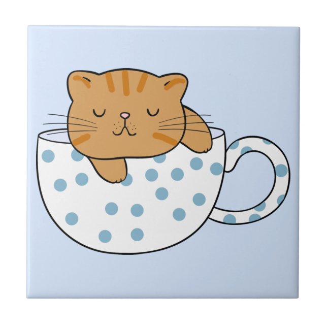 Kopp i Cat-feine Kawaii Stil Kakelplatta (Framsidan)