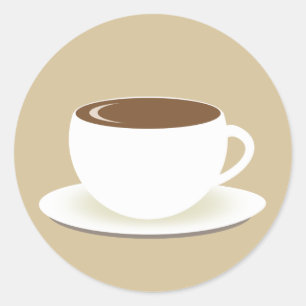 Kopp i förseglingsetikett för kaffekuvert runt klistermärke