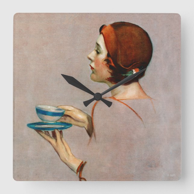 Kopp i Java Fyrkantig Klocka (Framsida)