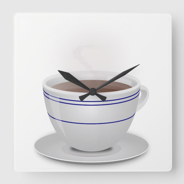 Kopp i kaffe fyrkantig klocka (Framsida)