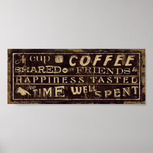 Kopp i kaffe som delas med vänner poster
