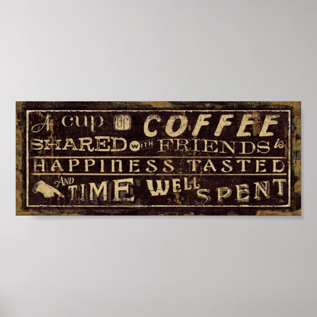 Kopp i kaffe som delas med vänner poster (Framsidan)