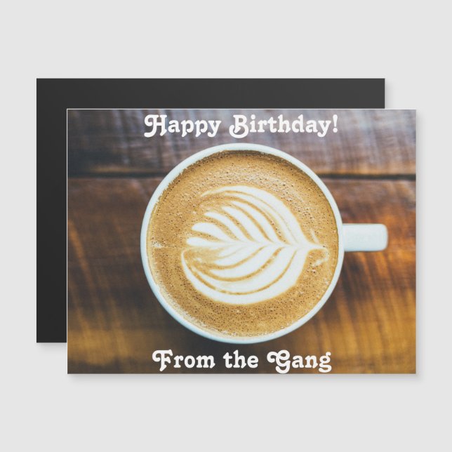 Kopp i kaffelatte med Löv-formskum på trä (Fram/baksida)