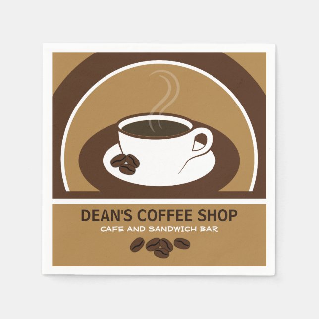 Kopp i Pappra koksblöjor av kaffekanna Cafe Cockta Pappersservett (Framsidan)