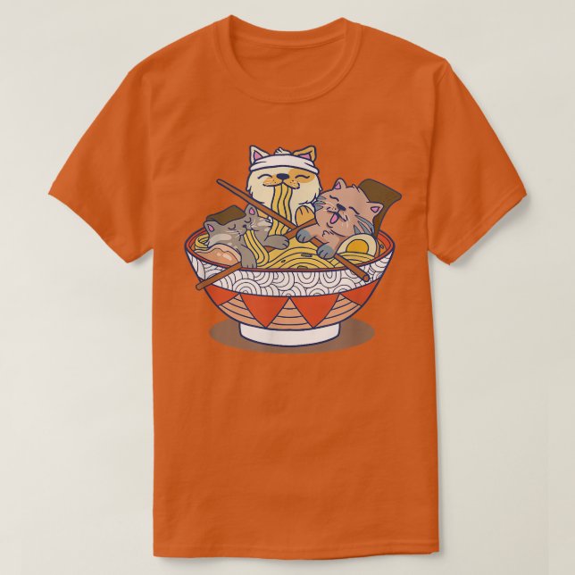 Kopp i Ramen Cats Eating Noodles Funny Novelty Gif T Shirt (Design framsida)