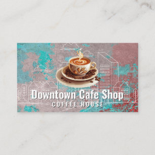 Kopp i Steaming Coffee City Skyline Visitkort
