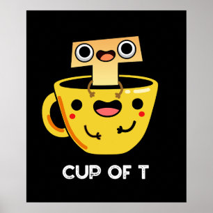 Kopp i T Funny Alphabet Tea Pun Mörk BG Poster