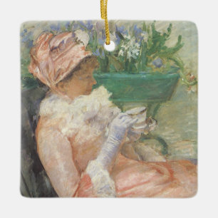 Kopp i Tea av Mary Cassatt, Vintage Impressionism Julgransprydnad Keramik