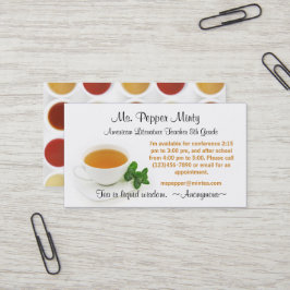 Kopp i Tea Liquid Wisdom Teacher Info Visitkort