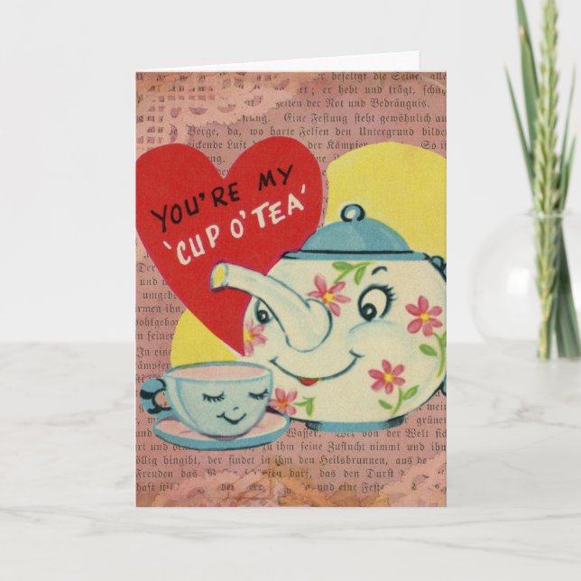 Kopp i Tea Vintage Valentine Helgkort (Framsida)