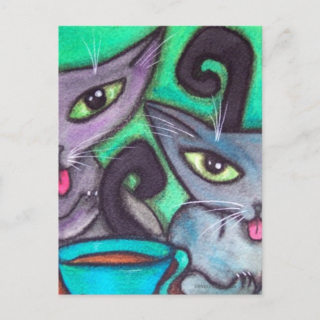 KOPP KAFFE KATTER VYKORT (Framsida)