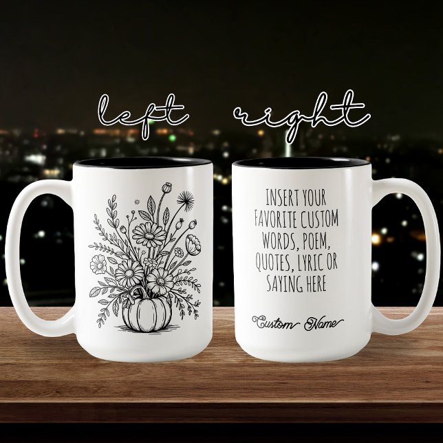 Kopp med anpassad blomsterpumpa för höst och Hallo (floral pumpkin mug, fall vibes coffee mug, pumpkin season mug, halloween mug for women or coworkers,)