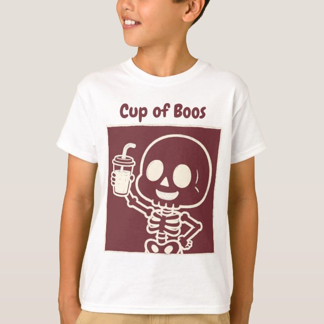 Kopp med Boo Söt Skelett Småbarn Halloween T Shirt (Framsida)