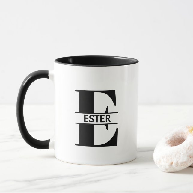 Kopp med eget namn bokstav 'E' (Med munk)