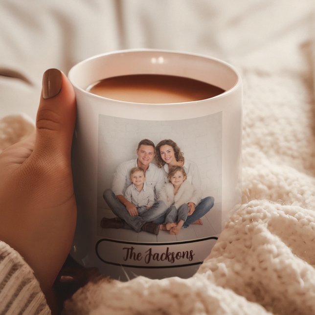 Kopp med familjenamn och foto – Present till nära  (Skapare uppladdad)