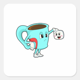Kopp med kaffe.PNG Fyrkantigt Klistermärke