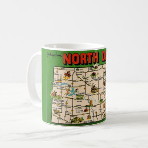 Kopp med karta över North Dakota