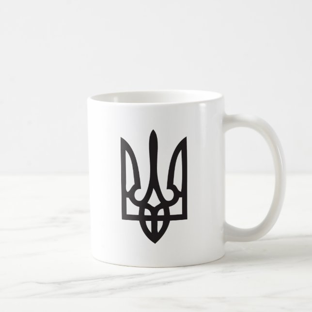 Kopp/mugg med ukrainska Trydent (treudden, Tryzub) Kaffemugg (Höger)