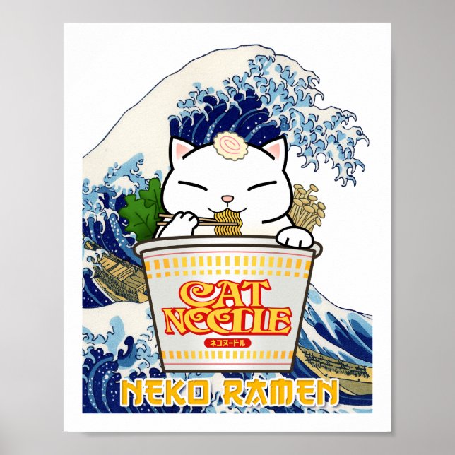 Kopp Noodle Ramen Cat Poster (Framsidan)