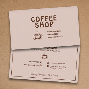 Kopp och kaffebutiker visitkort
