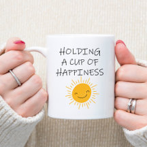 Kopp of Happiness Positive Quote Gult Smilande Sol