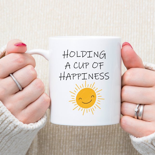 Kopp of Happiness Positive Quote Gult Smilande Sol (Skapare uppladdad)