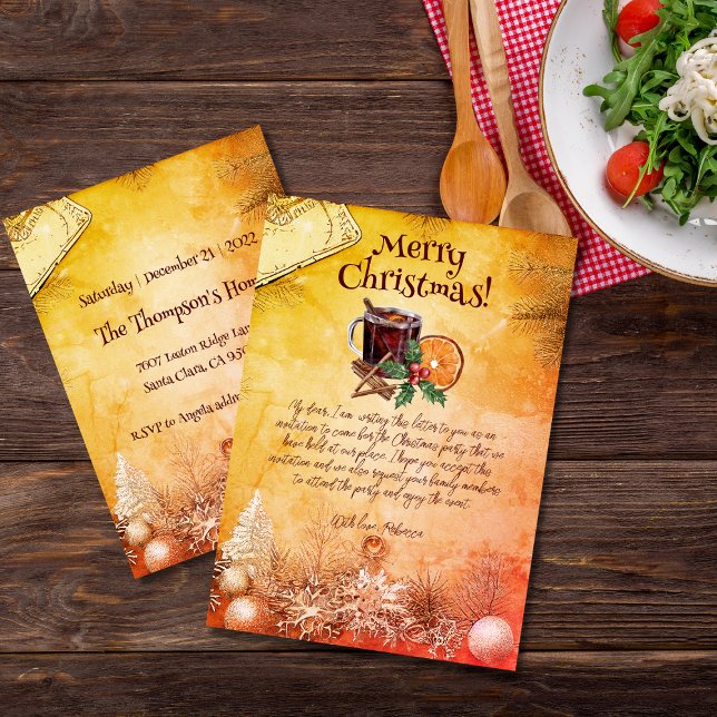 Kopp Orange Holly Berry Cinnamon jul Party Inbjudningar (Skapare uppladdad)