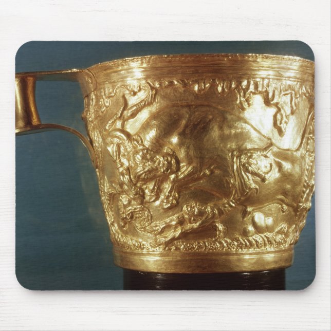 Kopp som visar en laddande tjur musmatta (Framsidan)