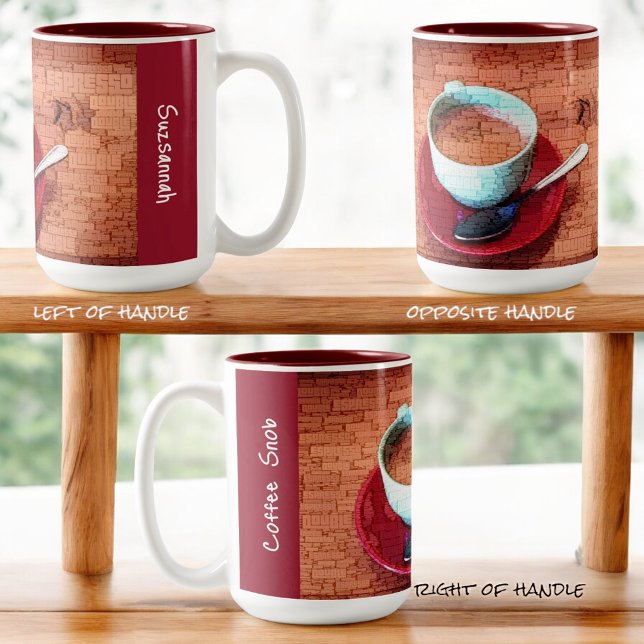 Kopp Spoon Typography Embedded Ord Cloud Anpassnin (left, right and opposite handle designed mug)