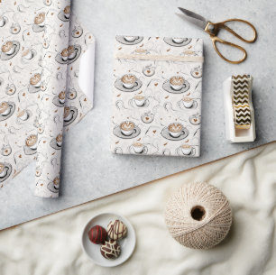 Kopp, utan sjötak, Mönster, Cappuccino Presentpapper