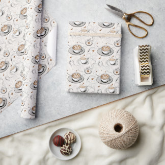 Kopp, utan sjötak, Mönster, Cappuccino Presentpapper