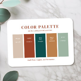 Koppar, Beige och Mörk Teal Bröllop Färgpalett Tilläggskort