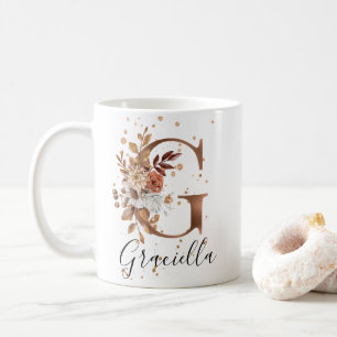 Koppar Blommigt Brev G Monogram kaffe Mugg