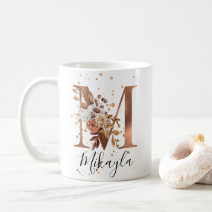 Koppar Blommigt Brev M Monogram kaffe Mugg