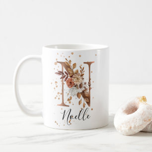 Koppar Blommigt Brev N Monogram kaffe Mugg