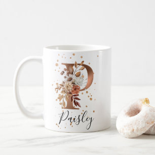 Koppar Blommigt Brev P Monogram kaffe Mugg