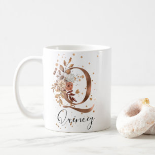 Koppar Blommigt Brev Q Monogram kaffe Mugg