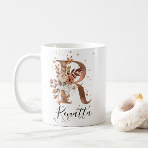 Koppar Blommigt Brev R Monogram kaffe Mugg