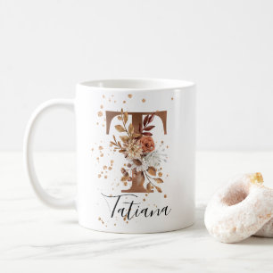 Koppar Blommigt Brev T Monogram kaffe Mugg